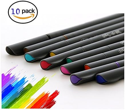 Humibird Fineliner Color Pen Set, 0.38mm Colored Fine Liner Sketch Drawing Pen, Pack of 10 Assorted Colors