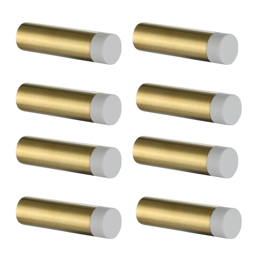 Photo 1 of JQK Door Stopper, 2-7/8 Inch 304 Stainless Steel Sound Dampening Door Stop Bumper Wall Protetor 4 Pack, Brushed Gold, DSB2-WG-P8