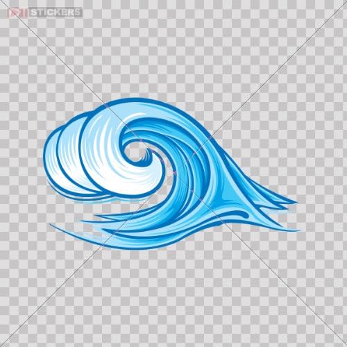 Stickers Wave For Surf Color Print (8 X 4.7 Inch) X98rw Size: 5 X 2.9 Inches Vinyl color print