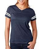 LAT Apparel Ladies Football Jersey V-Neck Tee Short SleeveT-Shirt