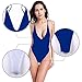 SHEKINI Women's High Cut One Piece Bathing Suit Backless Thong Brazilian Swimsuit (Jewelry Blue, Large)
