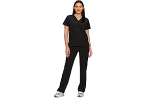 floralhue Scrubs for Women Set, Medical Women Scrubs, V-Neck Top and Straight Leg Pants with 11 Pockets (Relaxed Fit)