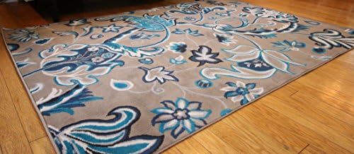 Generations New Contemporary Flowers Modern Area Rug, 13' x 16', Brown/Navy/Coral/Blue/Grey