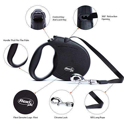 NOURSE CHOWSING Flexi Original Retractable Dog Leash, 16 ft Retractable