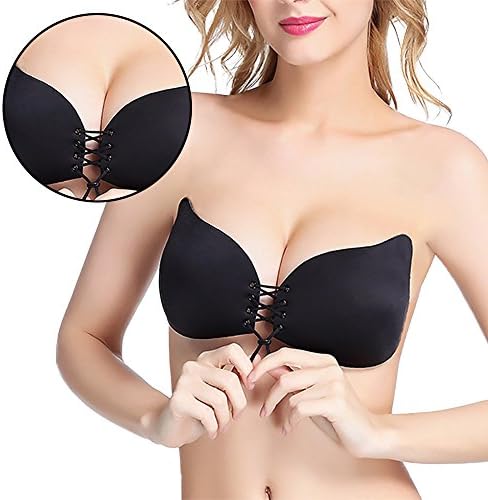 Beauties Strapless Bra Silicone Pushup Backless Self Adhesive Invisible Adjustable Bra (B Cup, Black)