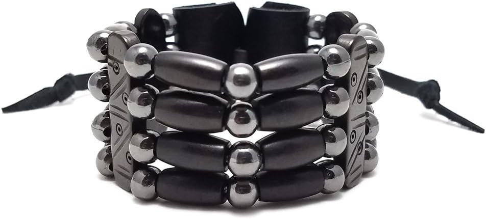 Local Bead Shop Handmade Traditional 4 Row Black Buffalo Bone Hairpipe Beads Tribal Bracelet