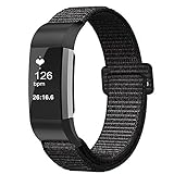Fintie Band for Fitbit Charge 2, Nylon Sport Loop Breathable Nylon Replacement Strap Wrist Bands with Adjustable Closure for Fitbit Charge 2 HR Smart Fitness Tracker, Black