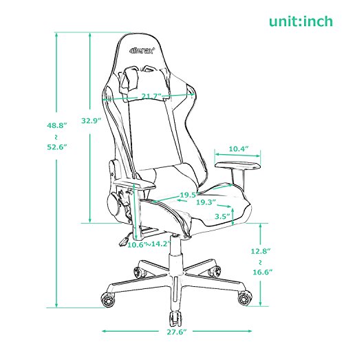 Merax PP036276JAA Racing Style Gaming Ergonomic Design High-Back PU Leather Chair, L X 27.6" W X 52.6" H, Red - Thumbnail 6