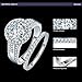 BONLAVIE 3.45ct 925 Sterling Silver Cubic Zirconia Halo Anniversary Wedding Band Engagement Ring Bridal Set