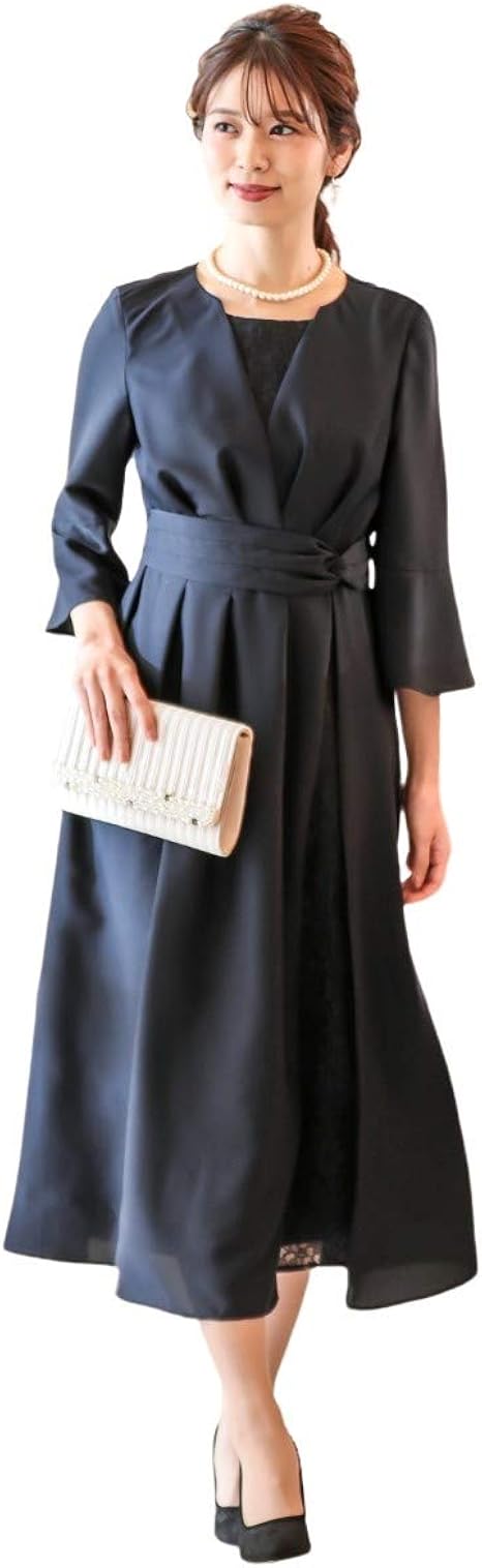 Amazon Nissen ニッセン パーティードレス ワンピースドレス アシメレーススカート切替ウエストタックワンピースドレス 結婚式 二次会 お呼ばれ対応 大きいサイズ ワンピース チュニック 通販