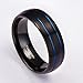Greenpod 8mm Black Tungsten Ring for Men Blue/Rose Gold/Silver Thin Groove Line Dome Brushed Comfort Fit Size 7-15