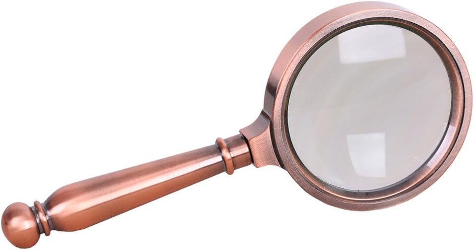 Retro Coppery Frame Reading Fresnel Lens 8X 65mm Magnifying Glass Hand Held Magnifier