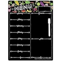 Polyrasa Write-On Dry Erase Meal Planner Refrigerator Magnetic Board | Organize Family Life with a Weekly Menu and Grocery List | Fridge Magnet with Notes for Reminders and Appointments with Marker