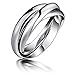 Navifoce Stainless Steel Triple Plain Silver Band Rings Interlocked Rings Three in One (8)