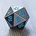 TecUnite 7 Dice Metal Polyhedral Dice Set Role Playing Game Dice Set with Storage Bag (Shiny Black and Blue)