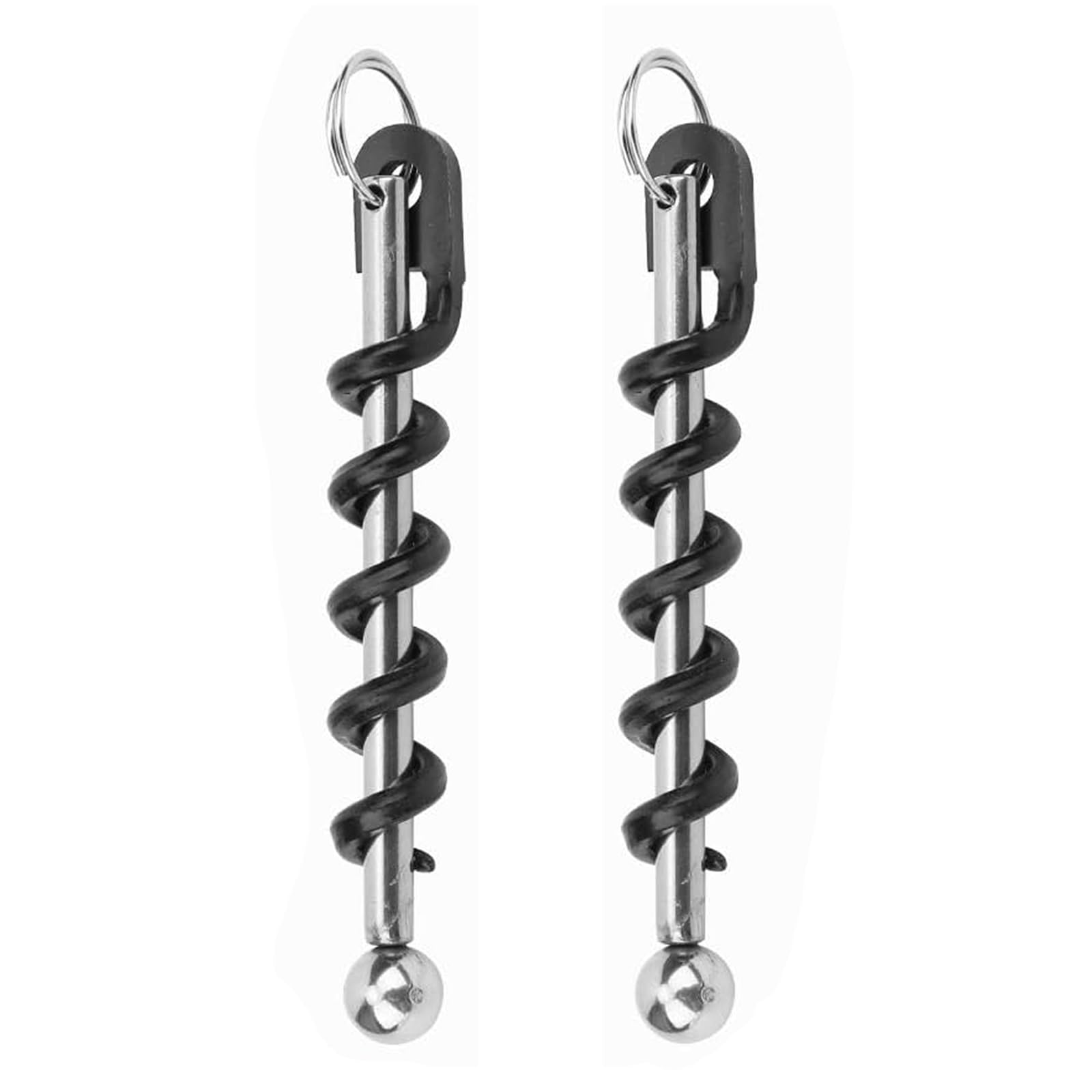 2Pcs Mini Keychain Stainless Steel Corkscrew Torsion Bag Pocket Beer Opener