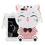 Joyleop White Cat Case Compatible with Phone 5 5C 5S SE,Cute 3D Cartoon Animal Cover,Kids Girls Fun Soft Silicone Rubber Kawaii Character Unique Cases,Fashion Shockproof Skin Protector for iPhone5