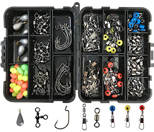 [- JSHANMEI 160stk/box Angeln Angehen Box Kit, inkl. Jig Haken, Bullet Bass Werfen Sinker Gewichte,
