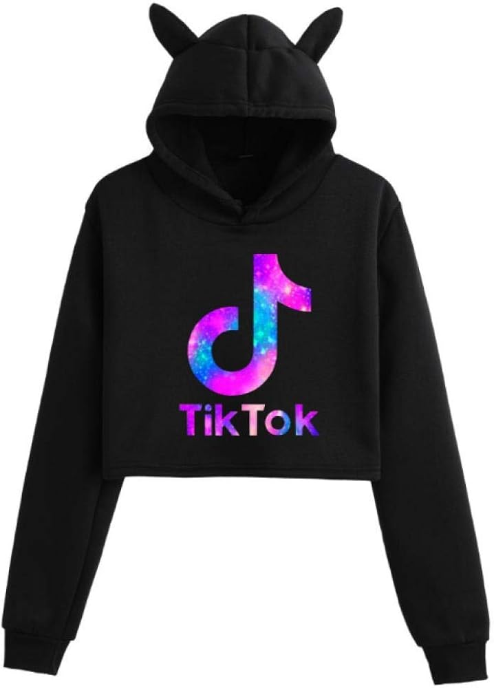 Hot TIK Tok Character Printing Youth Fashion Trend Loose Cute cat Ear Sweater Hoodie Girl Nine 