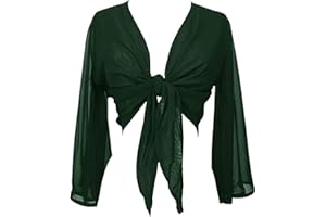 Indian Trendy Women's Flair Wrap Tie Top Chiffon Choli Blouse Belly Dance Gypsy Bolero Shrugs Cardigan