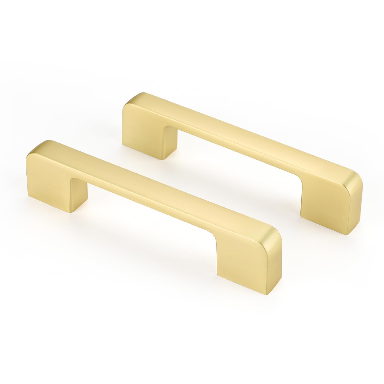 Photo 1 of Haliwu 10 Pack Cabinet Handles Brushed Gold Cabinet Pulls 4 Inch Hole Center Drawer Pulls Modern Square Dresser Handles for Bathroom Kitchen Bedroom, Zinc Alloy