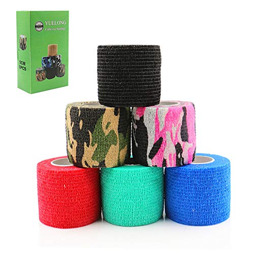 Tattoo Grip Cover Wrap Yuelong 6pcs 2"x5 Yards Mixed Color Disposable