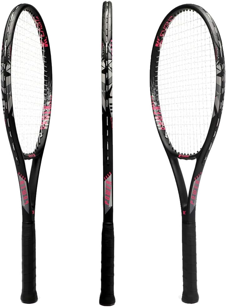 KEVENZ Adult Carbon Fiber Tennis Racket, Super Light Racquets, 4-1/2 inch Good Control Grip Strung, Include Tennis Bag Tennis Overgrip (Black) : Sports & Outdoors