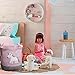 Urijk Unicorn Toy Storage Basket, Baby Hamper Kid Girl Laundry Basket Nursery Hamper, Waterproof Cute Cartoon Round Canvas Foldable Toy Organizer for Office Bedroom Dorm, Dia 13” x 16”H