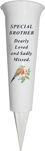 Widdle Gifts Memorial Grave Flower Pot 33cm Tall White Vase with Spike and
