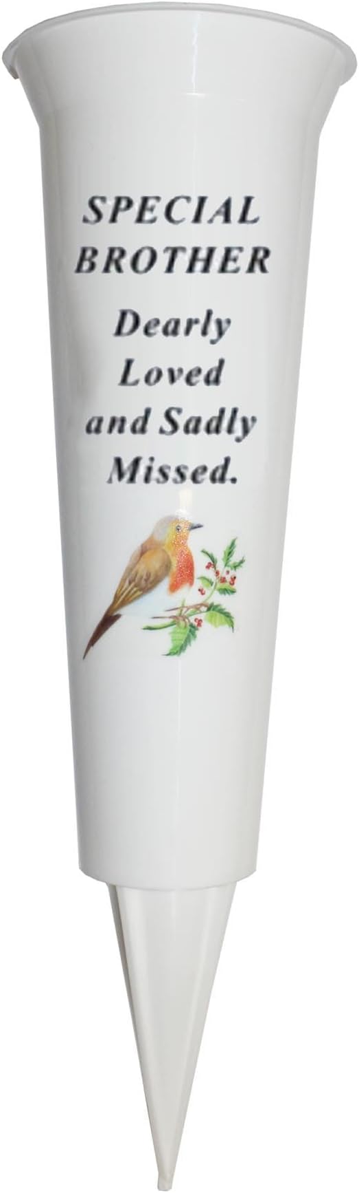 Widdle Gifts Memorial Grave Flower Pot 33cm Tall White Vase with Spike and