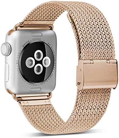 SICCIDEN Compatible with Apple Watch Band 38mm 42mm 40mm 44mm, Magnetic Clasp Stainless Steel Replacement Band Compatible with iWatch Series 4 Series 3 Series 2 Series 1, 40mm 38mm Champagne Gold