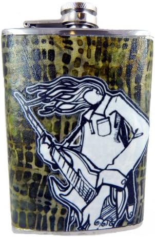 De La Luna Rock Guitarist Liquor Flask 8 Ounce Musician Flask
