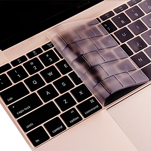 Se7enline Compatible with Macbook 12 inch Clear keyboard skin Cover Metallic Champagne Silicone Keyboard Cover(US Layout) for The 2015 Macbook 12 inch with Retina Display Model A1534,Transparent-Clear