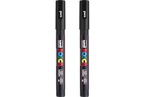 Posca PC-3M Paint Marker Art Pens - 0.9-1.3mm Nib - Black Ink - Pack of 2
