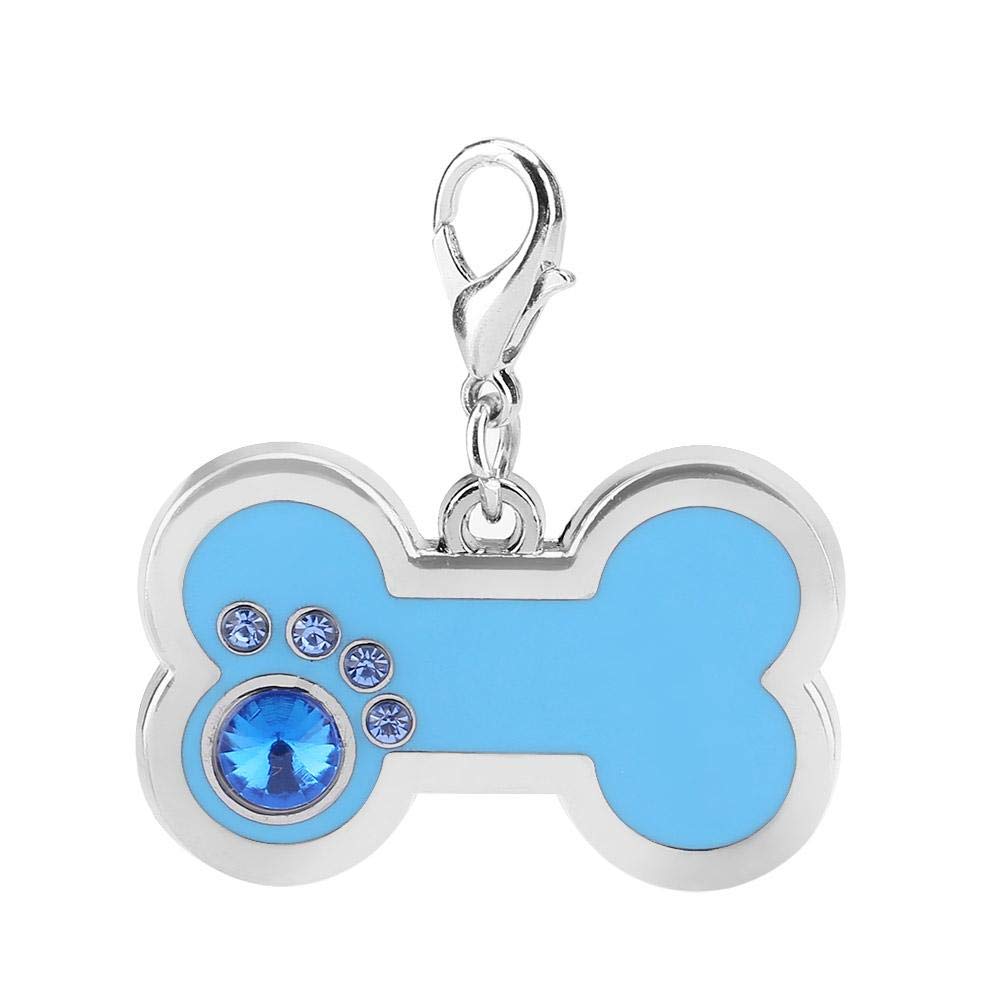 Personalized Pet ID Tags for Dogs and Cats, Alloy Blank Dog Bone Tags, DIY Necklace Pendant (Blue)