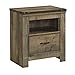 Signature Design by Ashley Trinell Rustic 1 Drawer Nightstand with USB Charing Stations, 26.22