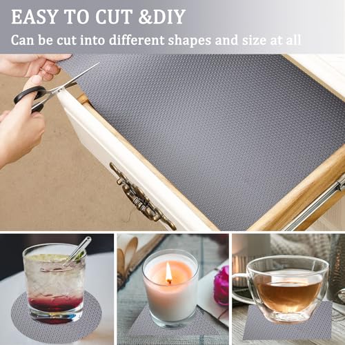 Shelf Liner for Kitchen, 45x300cm Non-Adhesive Drawer Mats, Waterproof Strong Grip Oil-Proof Pantry Shelves Liners for Kitchen and Bedroom Large Shelves Cabinets (Grey Dot Pattern)