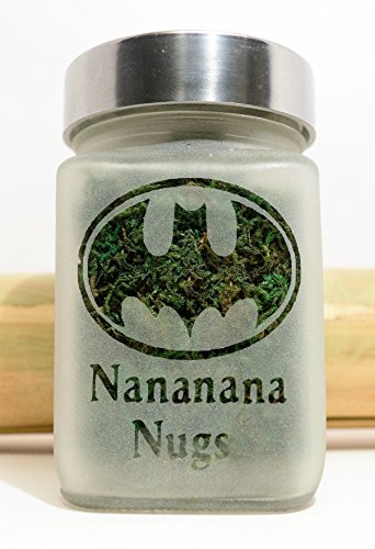 Retro Batman Stash Jar | Nananana Nugs Etched Glass Herb Storage | Weed Accessories | Stoner Gifts