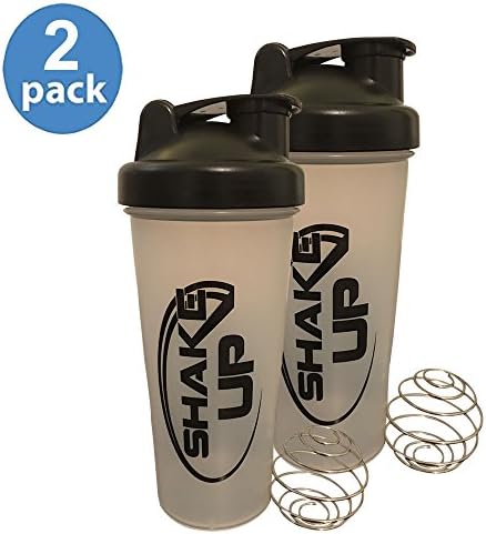 2 PACK - ShakeUp Classic Loop Top Shaker Bottle, Clear/Black, 24-Ounce Each Shaker - 2 PACK