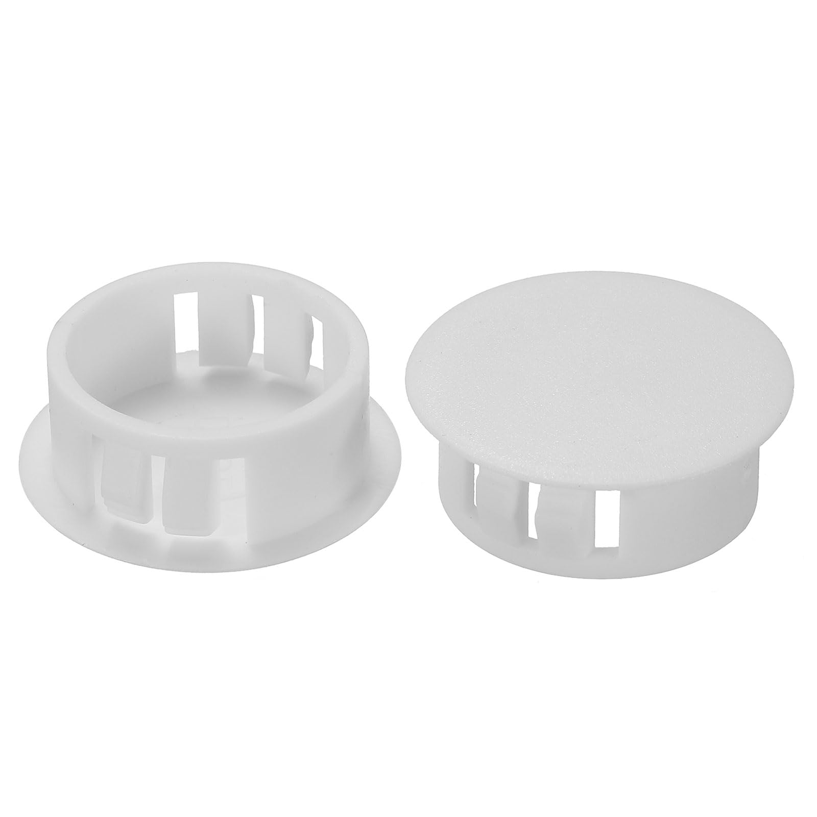 PATIKIL 25mm (1") Plastic Hole Plugs, 60Pcs Flush Type Round Hole Plugs Cover Snap in Locking Hole Tube for Table Kitchen Cabinet Furniture, White