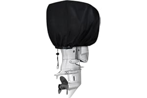 FLYMEI Outboard Motor Cover Waterproof 600D Heavy Duty Boat Motor Cover Boat Engine Hood Covers Fit for Motor 50-115 HP, Black