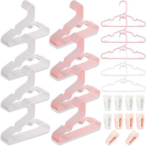 Photo 1 of 80 Packs Baby Hangers for Closet Plastic Baby Clothes Hangers with Clips for Nursery Kids Hangers for Closet Organizer, Stackable Hangers for Newborn, Infant, Toddler, Children, Space-Saving