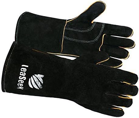 LeaSeek Gants en cuir résistant à la chaleur
