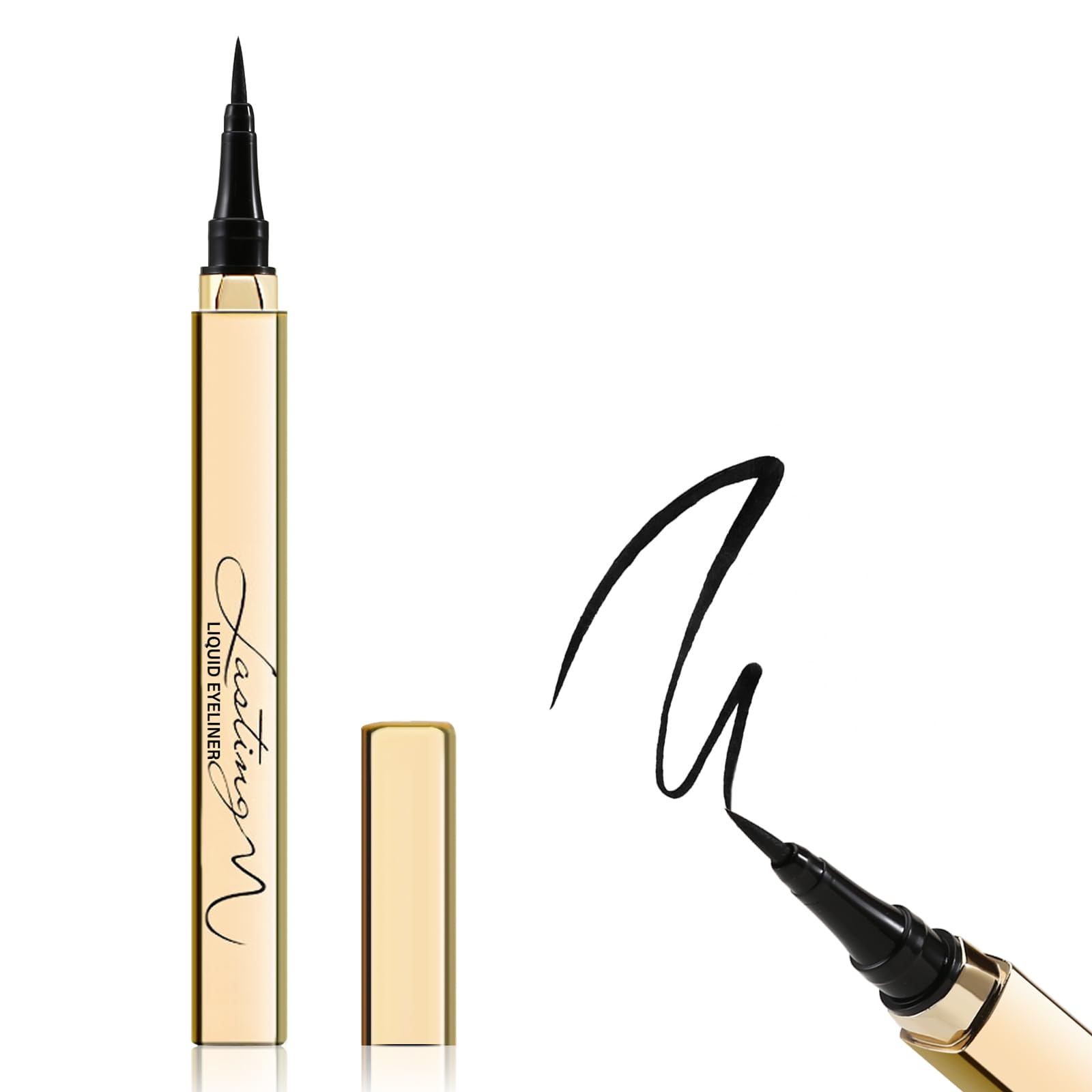 Boobeen Liquid Eyeliner, Waterproof Eyeliner Pen with Felt Tip, Liquid Ink Eye Liner Pen to Create Bold Eye Looks, Smooth Application, Black