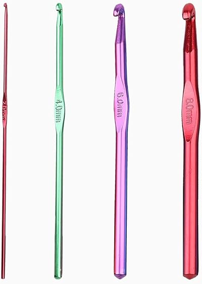 CCLKHY Crochet Hooks Set 4 Pcs Multicolor Aluminum Knitting Needles 2 4 6 8mm