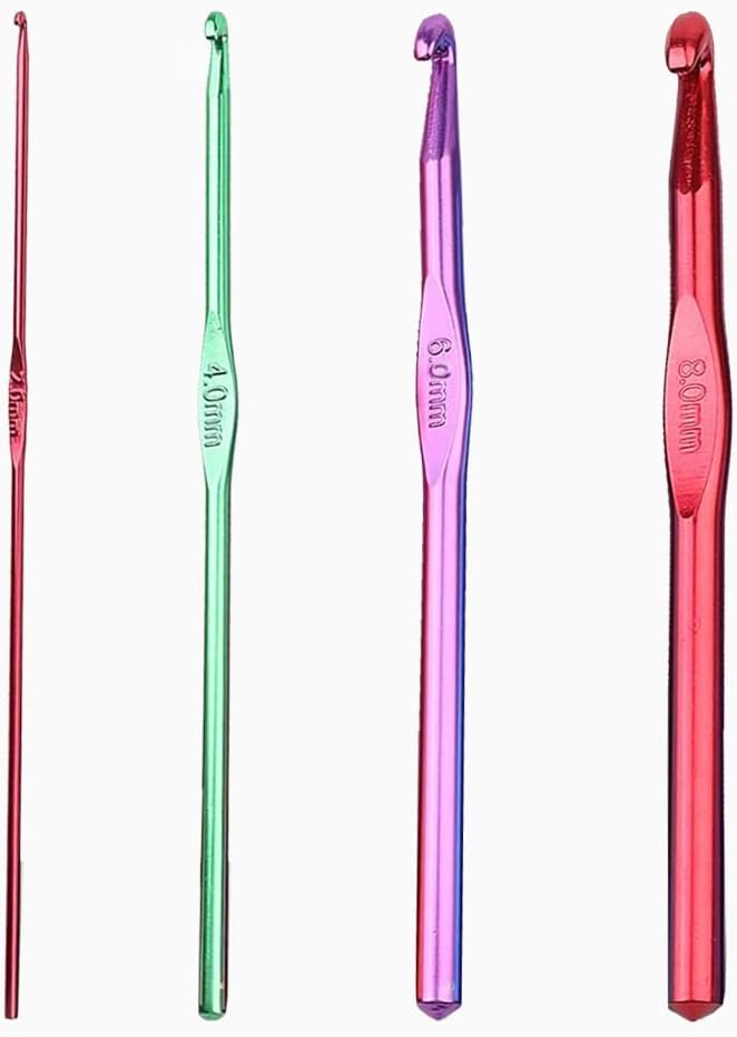 CCLKHY Crochet Hooks Set 4 Pcs Multicolor Aluminum Knitting Needles 2 4 6 8mm