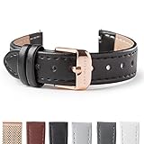 Wristology Quick Release Genuine Leather Easy Change Band Strap 14mm (Black)