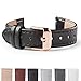 WRISTOLOGY Rose Gold 14mm Womens Easy Interchangeable Stitched Leather Watch Band (Black)