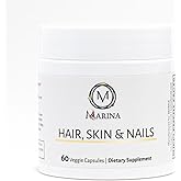 Marina - Ultra Advanced Beauty Supplement - Biotin 5000mcg & Collagen Supplement for Healthy Hair, Strong Nails & Youthful Skin Support, Made in USA - Women & Men | 60 Capsules