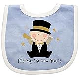 Inktastic Baby Boys' Baby's 1st New Year Baby Bib Blue/White